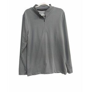 Asics Mens Gray Polyester Shirt 1/4 Zip Mock Neck Stretch Pullover Long Sleeve M